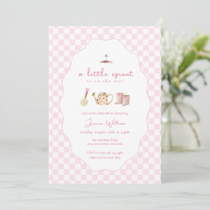Pink Little Sprout Rain Boots Garden Baby Shower  Invitation