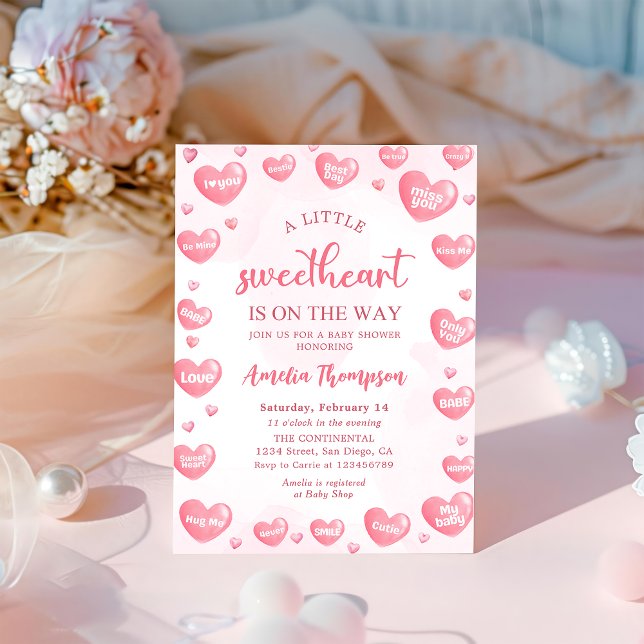 Pink Little Sweetheart Valentines Baby Shower Invitation (Creator Uploaded)