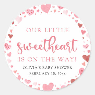 Pink Little Sweetheart Valentine's Day Baby Shower Classic Round Sticker