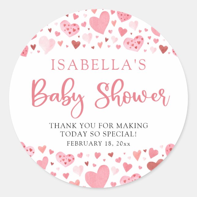 Pink Little Sweetheart Valentine's Day Baby Shower Classic Round Sticker (Front)