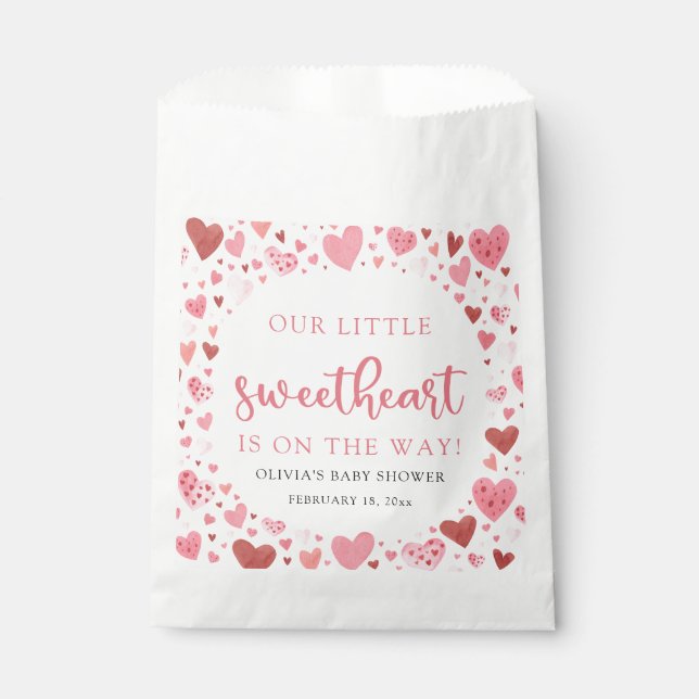 Pink Little Sweetheart Valentine's Day Baby Shower Favour Bag (Front)