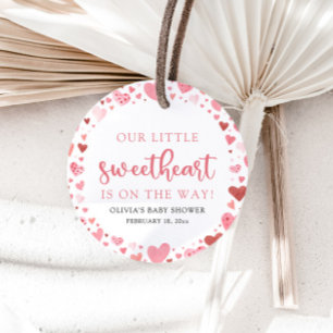 Pink Little Sweetheart Valentine's Day Baby Shower Favour Tags
