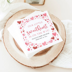 Pink Little Sweetheart Valentine's Day Baby Shower Napkin