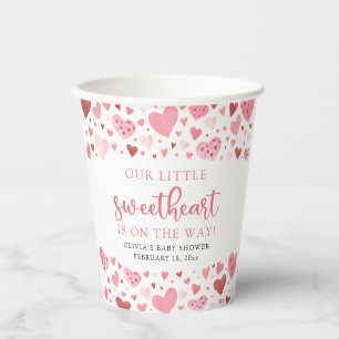 Pink Little Sweetheart Valentine's Day Baby Shower Paper Cups