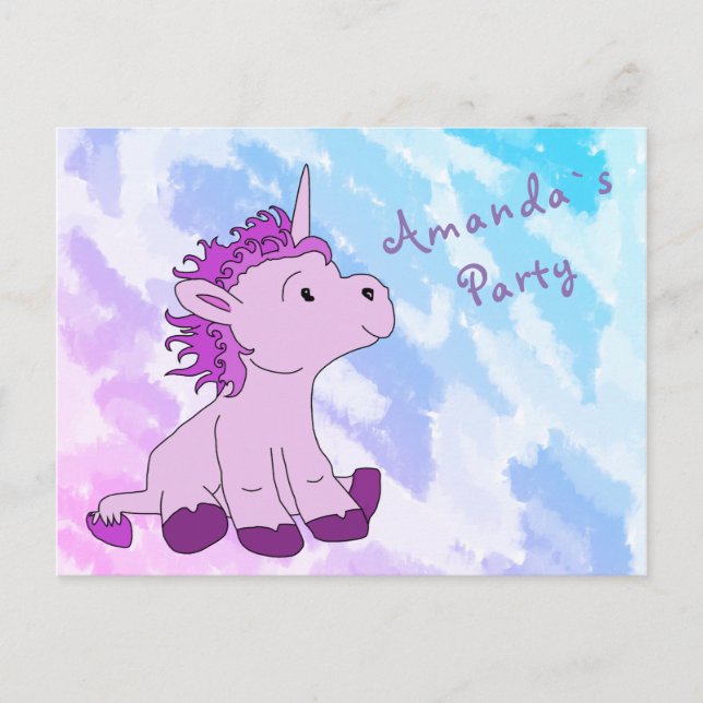 Pink Little Unicorn Birthday Party Invite (Front)