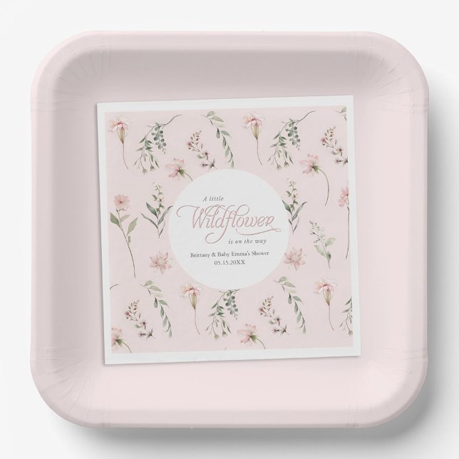 Pink Little Wildflower Baby Girl Shower Napkin (Creator Uploaded)