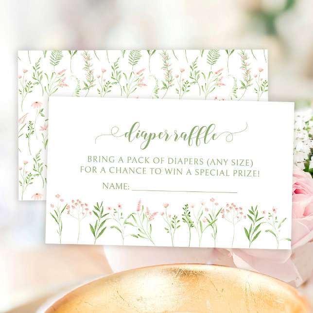 Pink little wildflower baby shower diaper raffle enclosure card (Creator Uploaded)