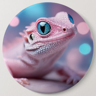 Pink Lizard with Blue Eyes 6 Cm Round Badge