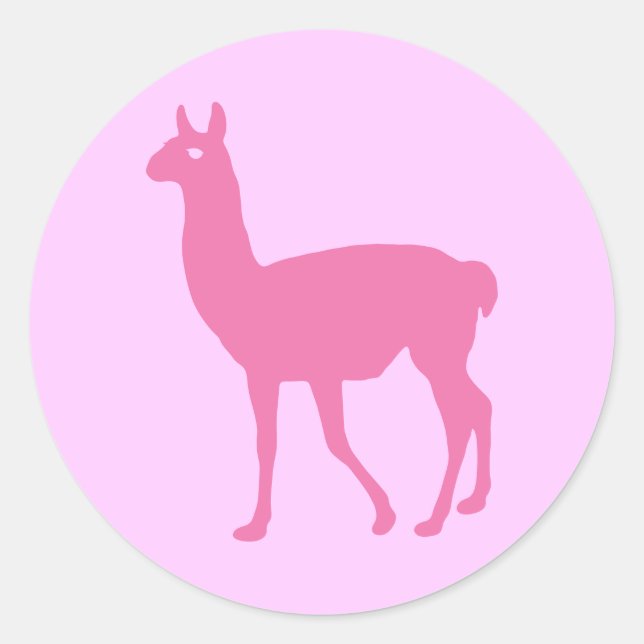 Pink Llama Classic Round Sticker (Front)