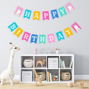 Pink Llama Happy Birthday Party Bunting
