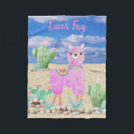 Pink Llama Southwest Desert Cactus Cute Baby Fleece Blanket<br><div class="desc">Girly Sweet Pink Llamas in a dessert setting with sand and blue sky. The Llama are standing by a couple flowering cactus and desert plants and rocks. The All art was created by hand by your artist. I have more items with this design you can check out in my shop...</div>