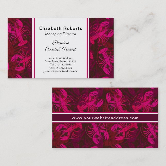 Pink Lobster Coastal New England or Maine Business Business Card (Front/Back)