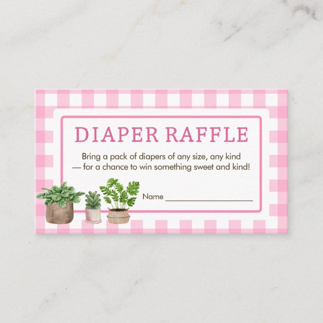 Pink Locally Grown Baby Shower Diaper Raffle Enclosure Card (Front)
