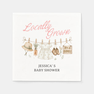 Pink Locally Grown Farmer Market Rustic Baby Girl Napkin