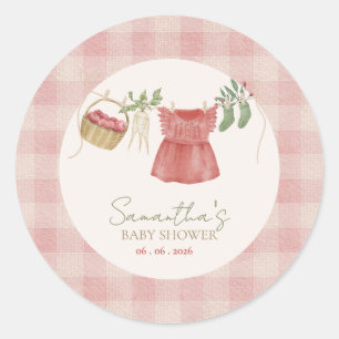 Pink Locally Grown Farmer's Market Baby Shower Classic Round Sticker