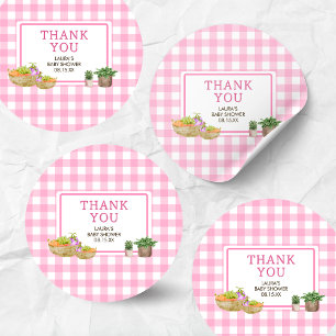 Pink Locally Grown Farmers Market Baby Shower Classic Round Sticker