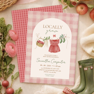 Pink Locally Grown Farmer's Market Baby Shower Invitation