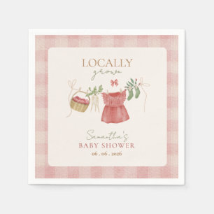 Pink Locally Grown Farmer's Market Baby Shower Napkin