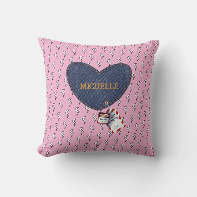 Pink Lock and Key Custom Romantic Electrical  Cushion (Front)
