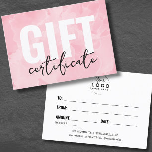 Pink Logo Business Gift Certificate