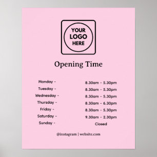 Pink Logo   Business Opening Hours Sign