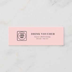 Pink Logo   Custom Company Party Drink Voucher Mini Business Card