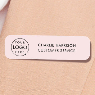 Pink Logo Modern Business Employee Staff Name Tag