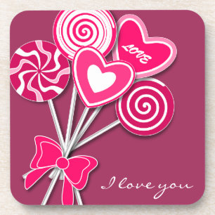 Pink lollipop Cork Coster Coaster