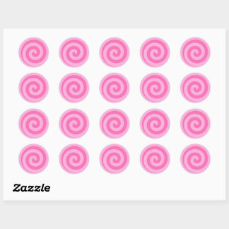 Pink Lollipop Swirl Circle Stickers