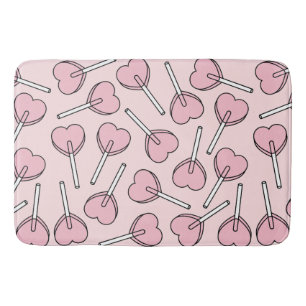 Pink Lollipops, Heart Lollipops, Lollipop Pattern Bath Mat