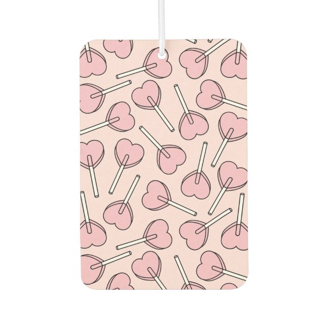 Pink Lollipops, Heart Lollipops, Lollipop Pattern Car Air Freshener (Front)