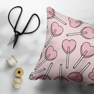 Pink Lollipops, Heart Lollipops, Lollipop Pattern Decorative Cushion