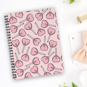 Pink Lollipops, Heart Lollipops, Lollipop Pattern Notebook