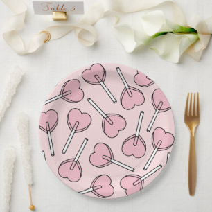 Pink Lollipops, Heart Lollipops, Lollipop Pattern Paper Plate