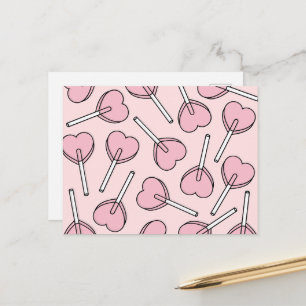 Pink Lollipops, Heart Lollipops, Lollipop Pattern Postcard
