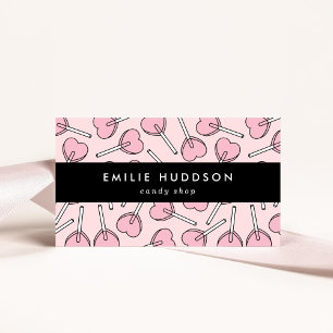 Pink Lollipops, Heart Lollipops, Lolly, Candy Shop Business Card