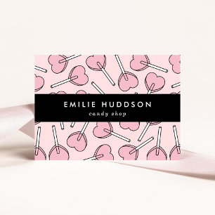 Pink Lollipops, Heart Lollipops, Lolly, Candy Shop Business Card