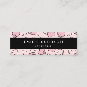 Pink Lollipops, Heart Lollipops, Lolly, Candy Shop Mini Business Card