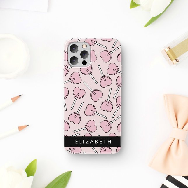 Pink Lollipops, Heart Lollipops, Lolly, Your Name Case-Mate iPhone Case (Creator Uploaded)