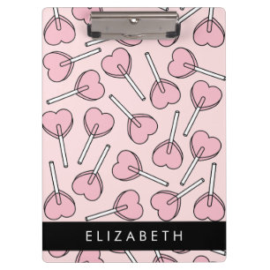 Pink Lollipops, Heart Lollipops, Lolly, Your Name Clipboard