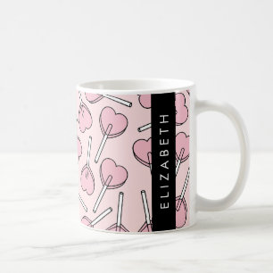 Pink Lollipops, Heart Lollipops, Lolly, Your Name Coffee Mug
