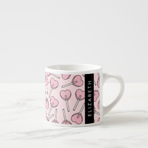 Pink Lollipops, Heart Lollipops, Lolly, Your Name Espresso Cup