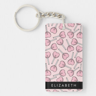 Pink Lollipops, Heart Lollipops, Lolly, Your Name Key Ring