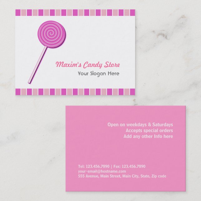 Pink Lollypop Business Card (Front/Back)