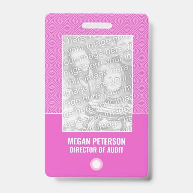 Pink Lollypop Pattern Badge ID Badge (Front)