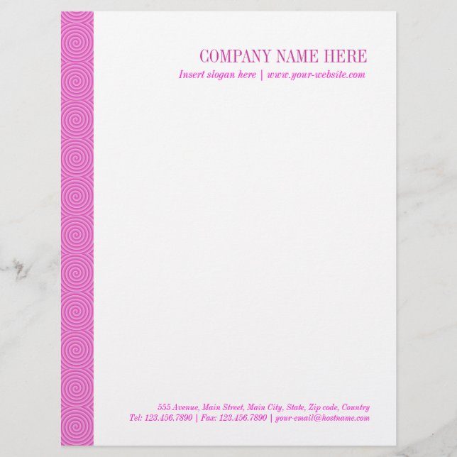 Pink Lollypop Pattern Custom Letterhead (Front)