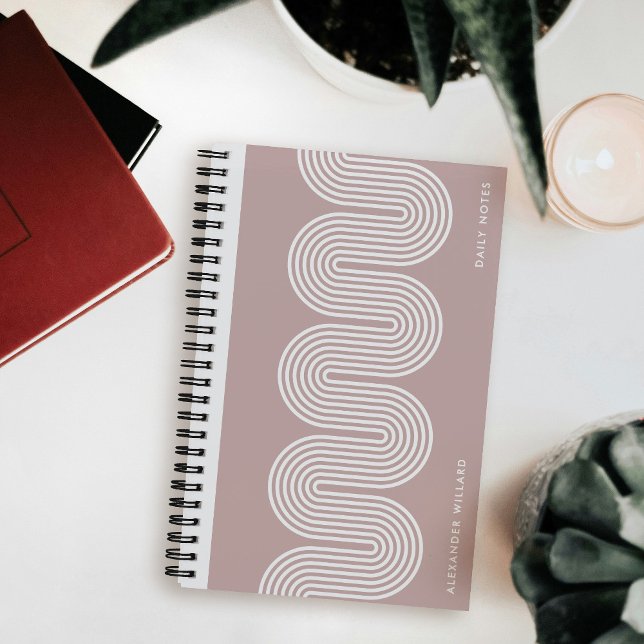 Pink Lombard Wavy Lines Modern Custom Notebook (Creator Uploaded)