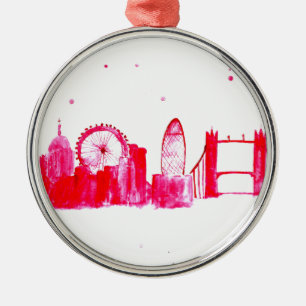 Pink London Metal Tree Decoration