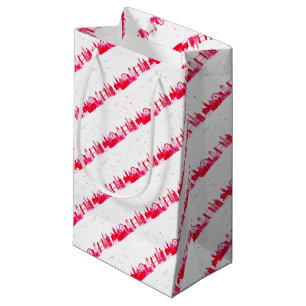 Pink London watercolor skyline England stylish  Small Gift Bag
