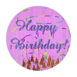 Pink Loops Festive Happy Birthday Cutting Board